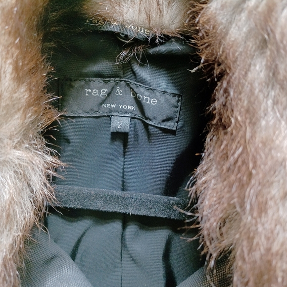 Rag & Bone Leather Combo Trench Coat/ Jacket with removable collar Size 2 - Picture 8 of 8